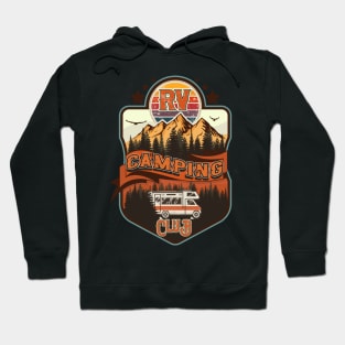 RV Camping Club vintage funny , retro landscape RV camping Hoodie